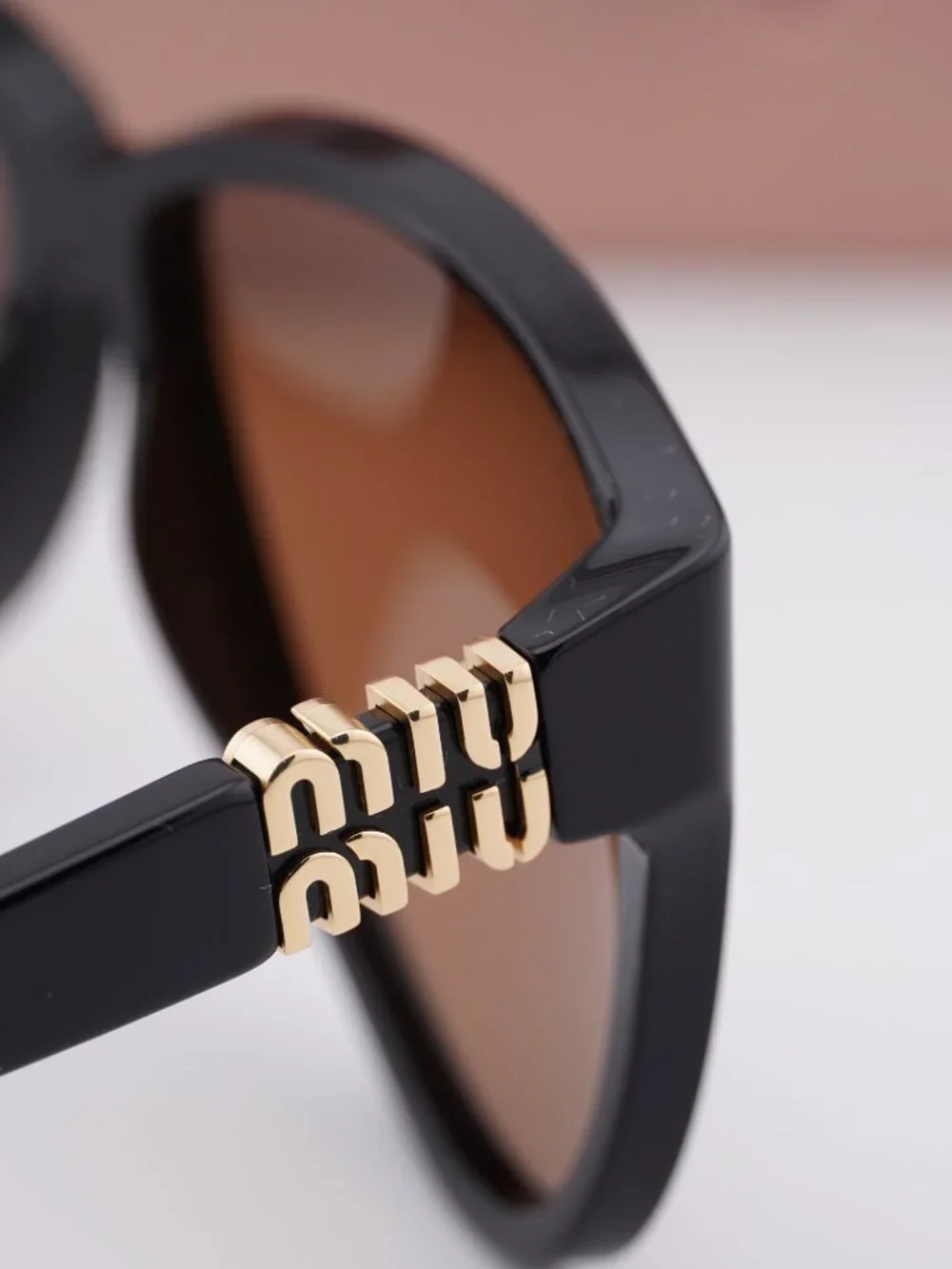Miu Miu MU A08S 16K90Q Square Sunglasses - Black / Brown